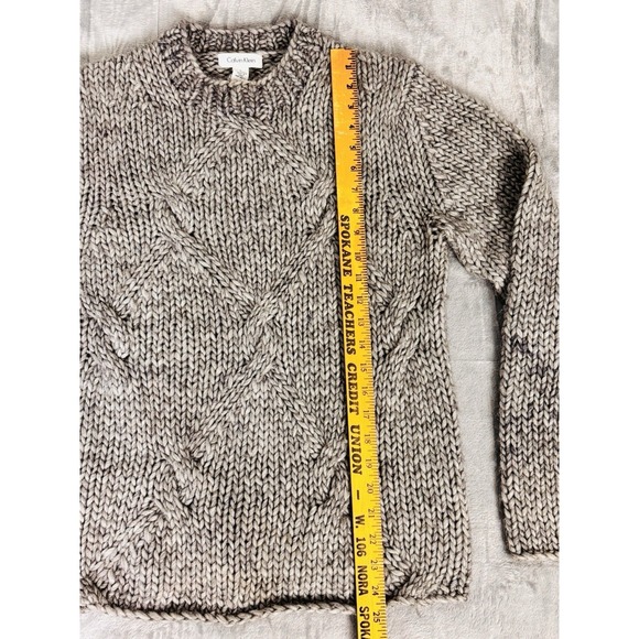Vintage Calvin Klein Womens Chunky Cable Knit Sweater Wool Alpaca Blend Size S - Picture 2 of 9